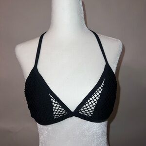 Fishnet black bikini top